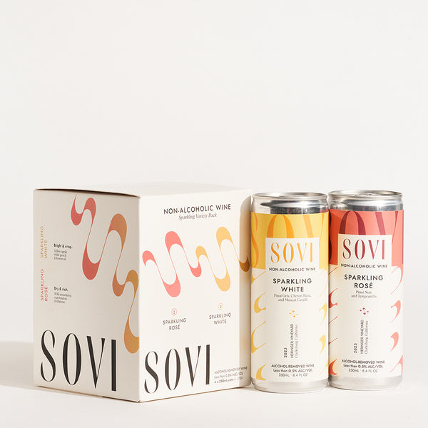 Sovi Sparkling Variety Pack | Sparkling White, Sparkling Rosé (4 Pack)