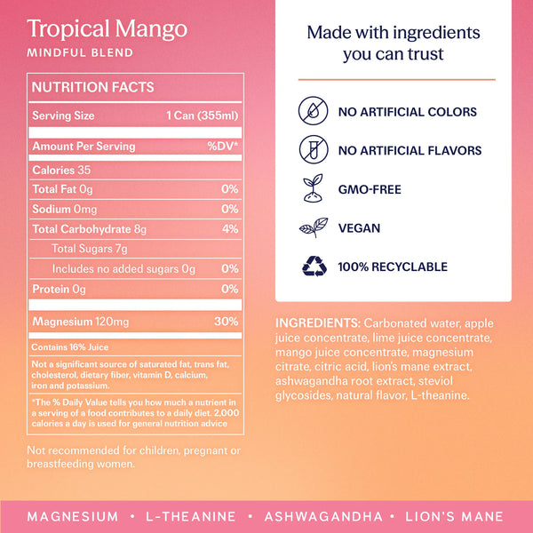 TRIP Mindful Blend Tropical Mango Sparkling Botanical Functional