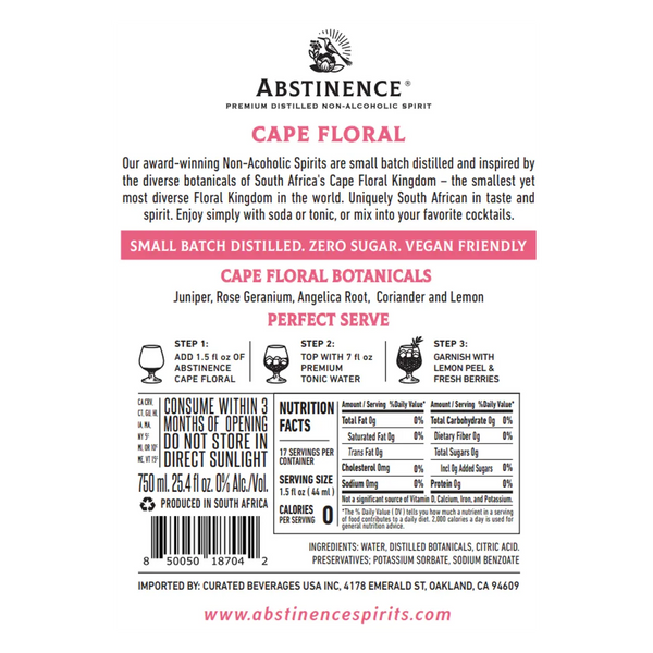 Abstinence Spirits Cape Floral Gin Alternative